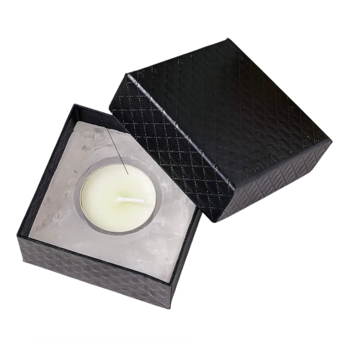 004 - Natural Crystal Stone Square Candle Holder