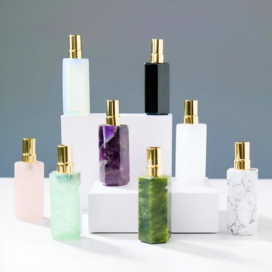 004 - Natural Crystal Hand-Carved Refillable Spray Bottle
