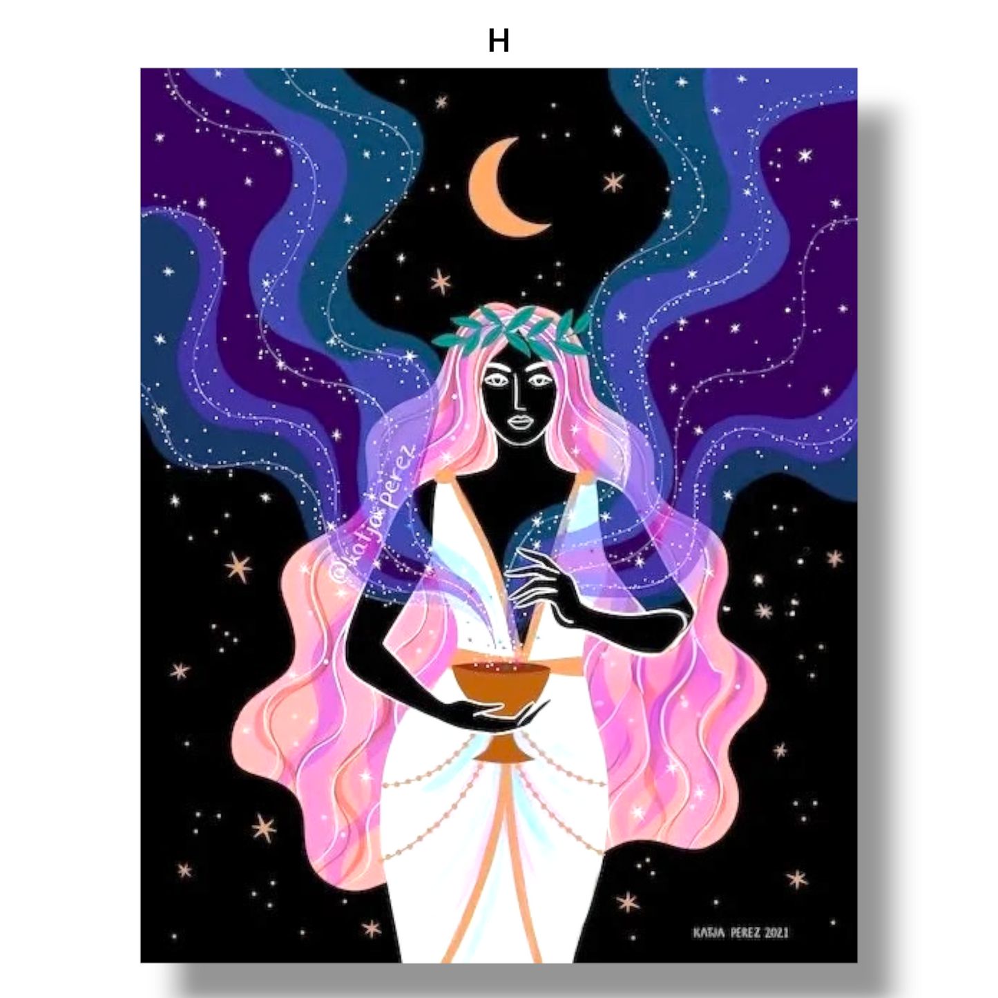 009 - Boho Moon Goddess Canvas Print Wall Art