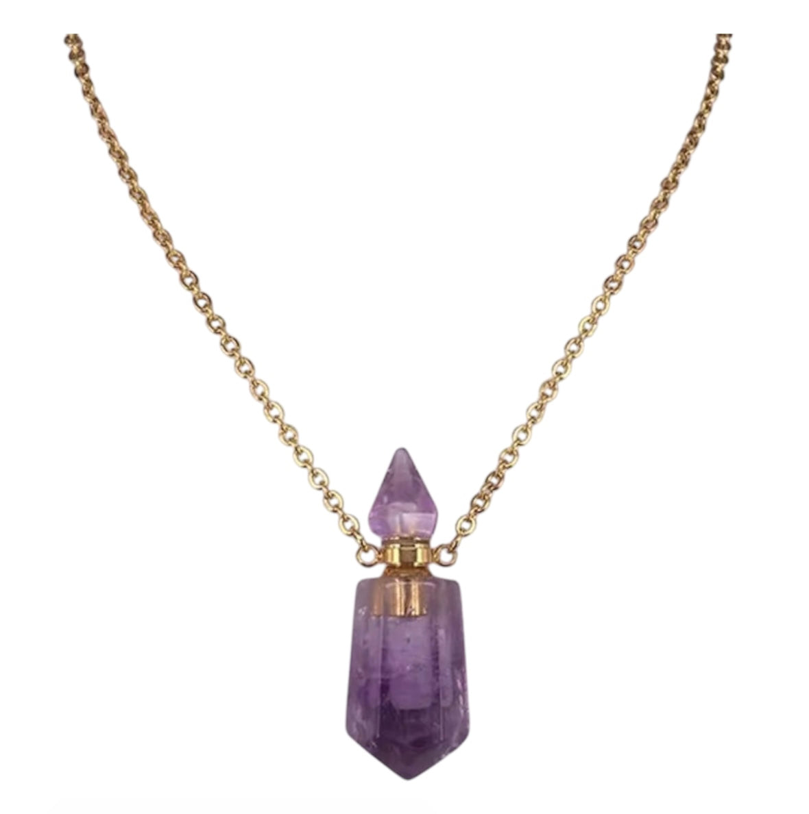 004 - Natural Crystal Pendant Necklace for Essential Oil