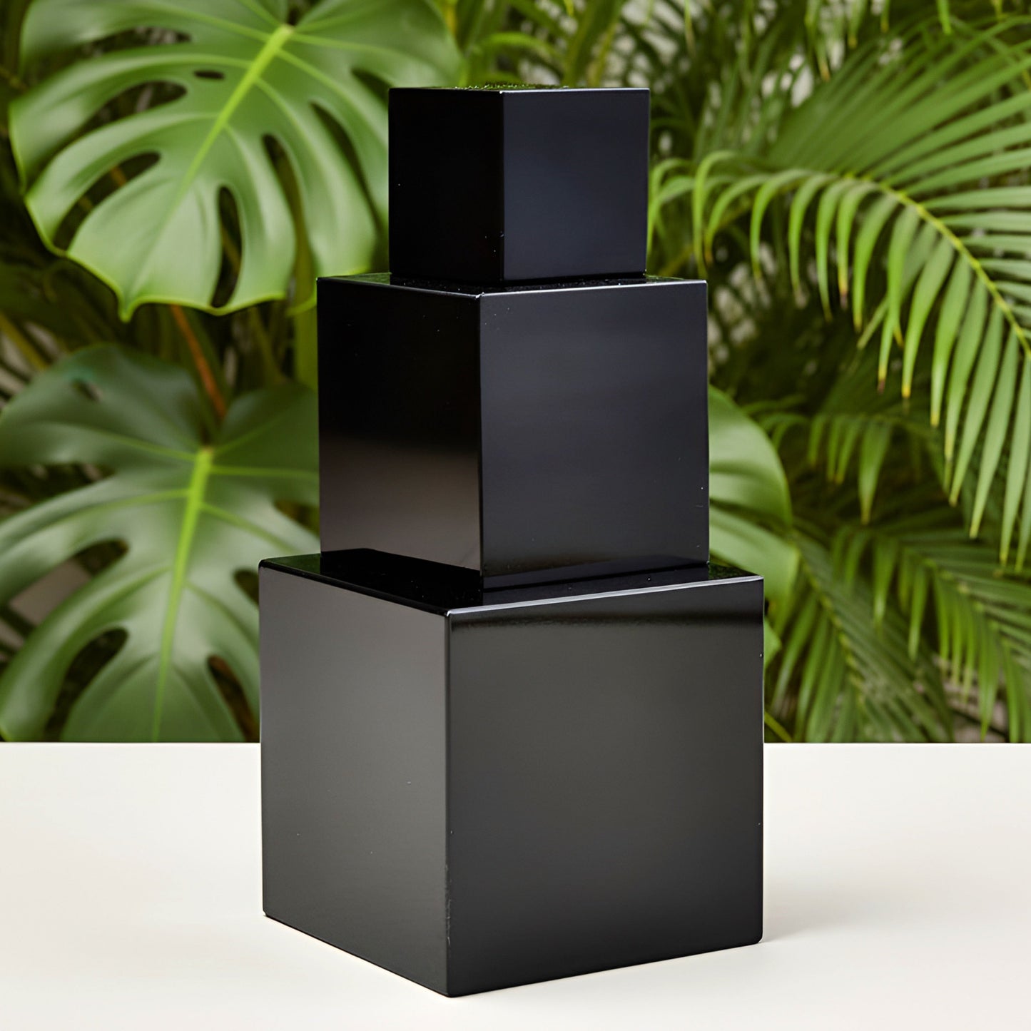 002 - Natural Black Obsidian Quartz Crystal Polished Cube