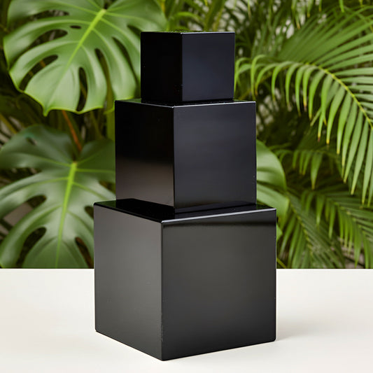 002 - Natural Black Obsidian Quartz Crystal Polished Cube