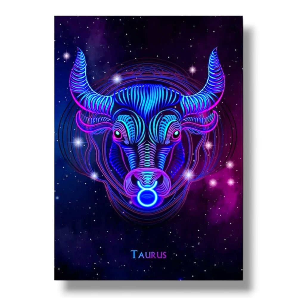002 - Neon Zodiac Canvas Print Wall Art