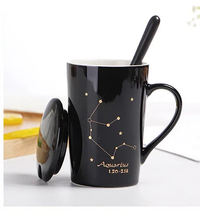 014 - Sleek Constellation Mug w/ Spoon and Lid Gift Set