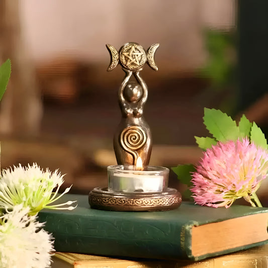 004 - Triple Moon Goddess Candle Holder & Altar Decor