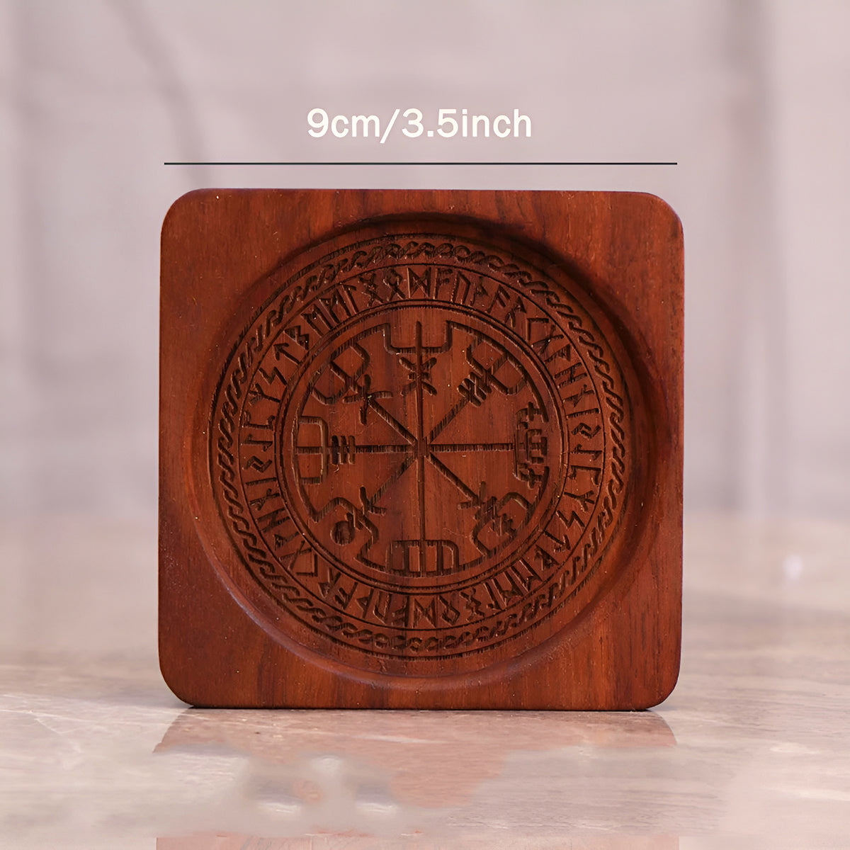 004 - Sigil Engraved Wooden Candle Holder