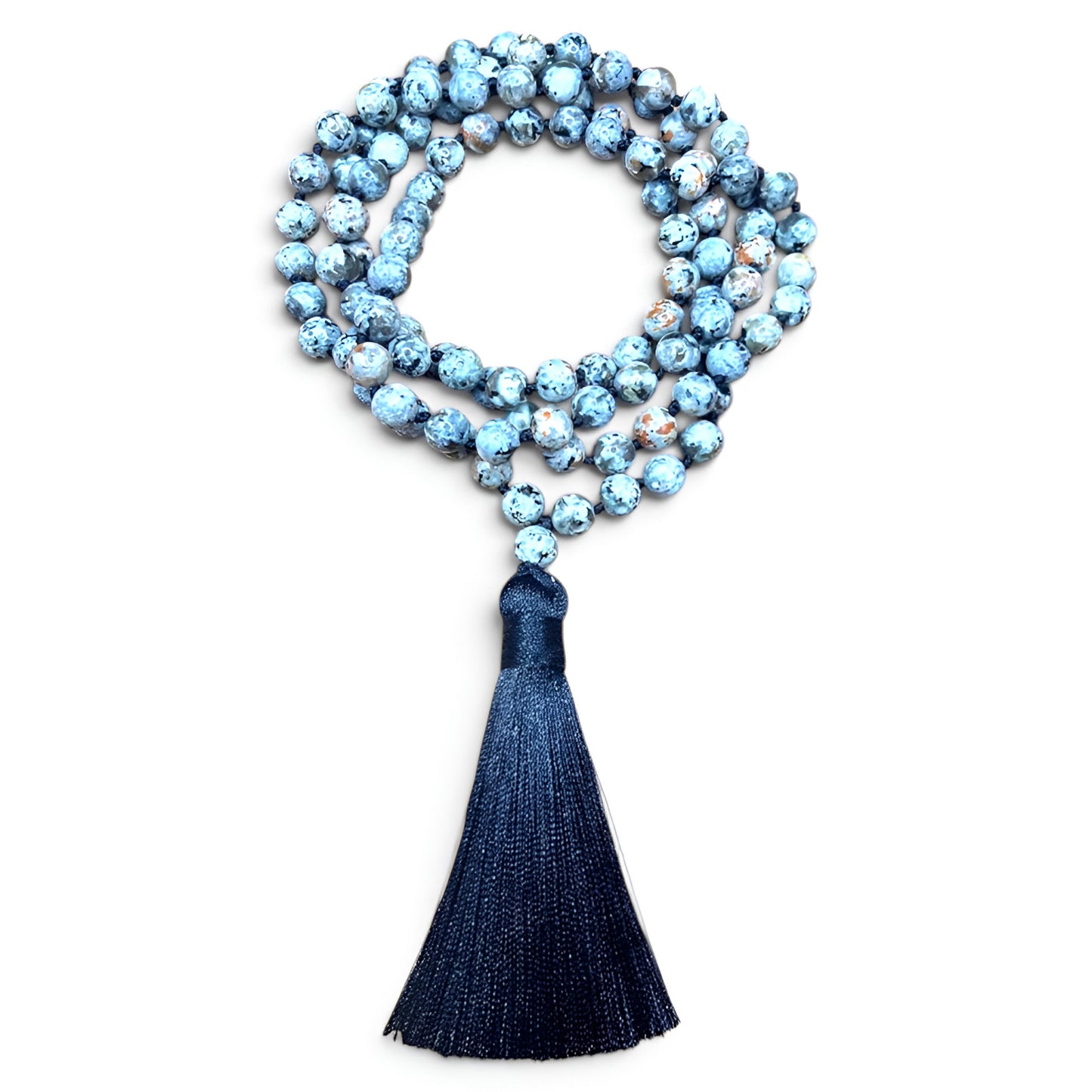 012 - Blue Flame Stone 108 Japa Mala Beads for Meditation
