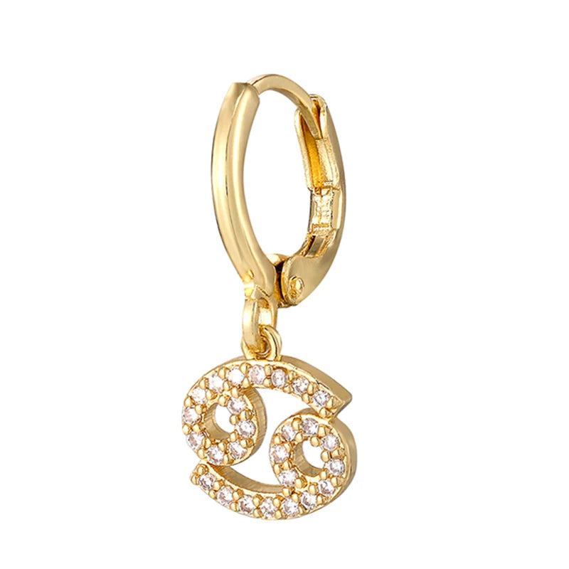 011 - Zodiac Studded 1pc Drop Fashion Earring