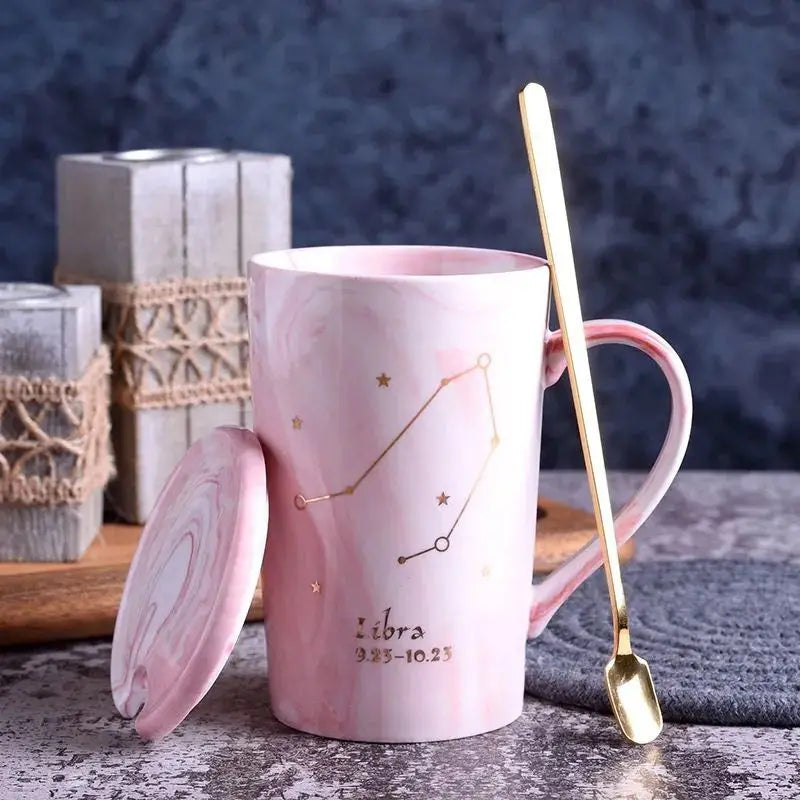 014 - Marble Constellation Coffee & Tea w/ Spoon and Lid Gift Set
