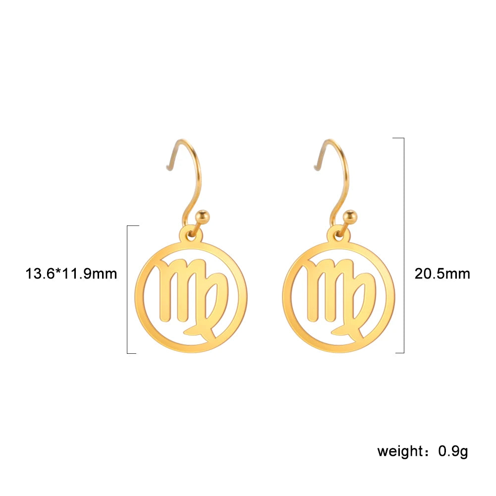 011 - Zodiac Sign Drop Pendant Earrings