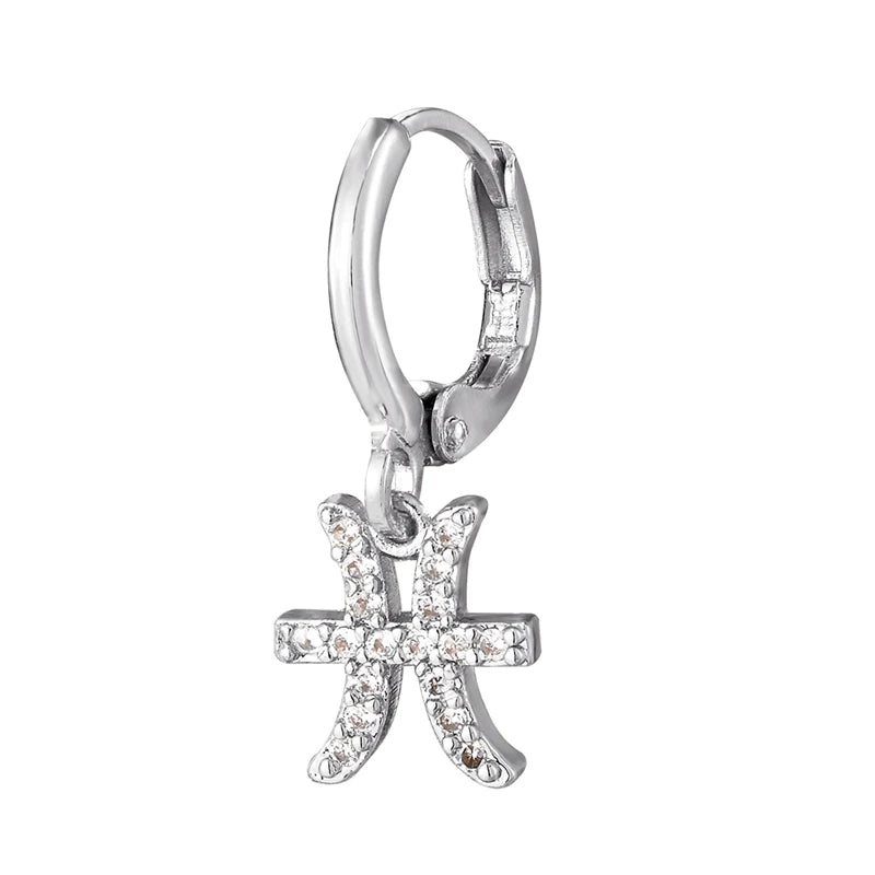 011 - Zodiac Studded 1pc Drop Fashion Earring