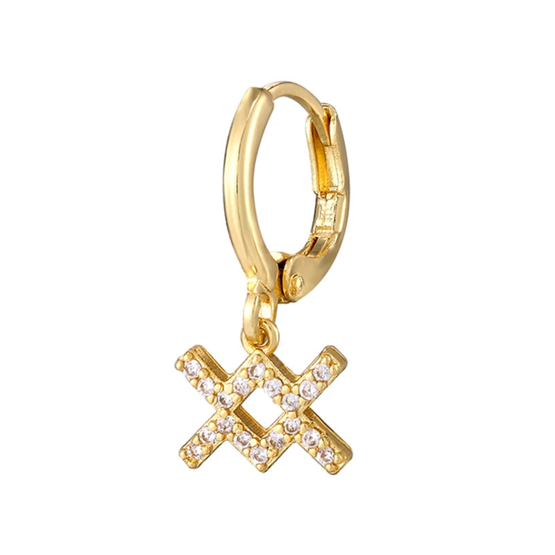 011 - Zodiac Studded 1pc Drop Fashion Earring