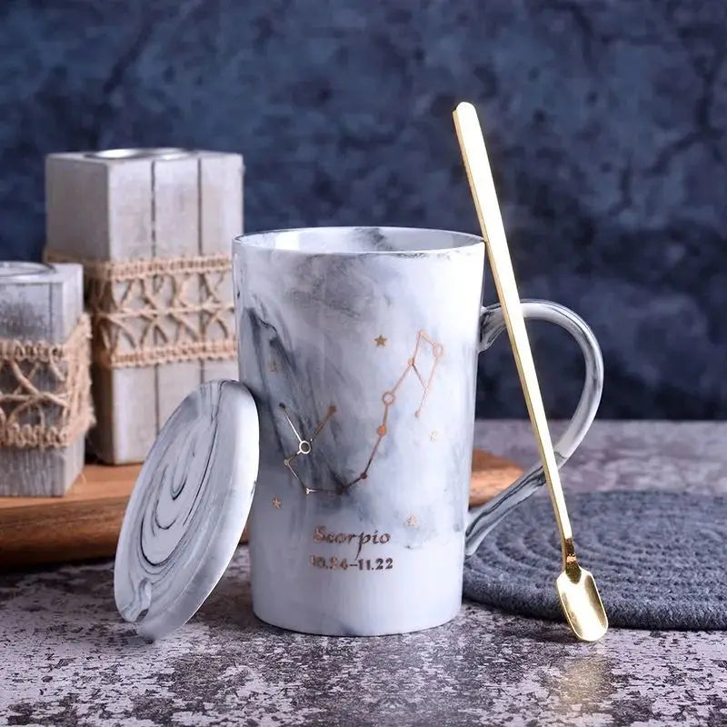 014 - Marble Constellation Coffee & Tea w/ Spoon and Lid Gift Set