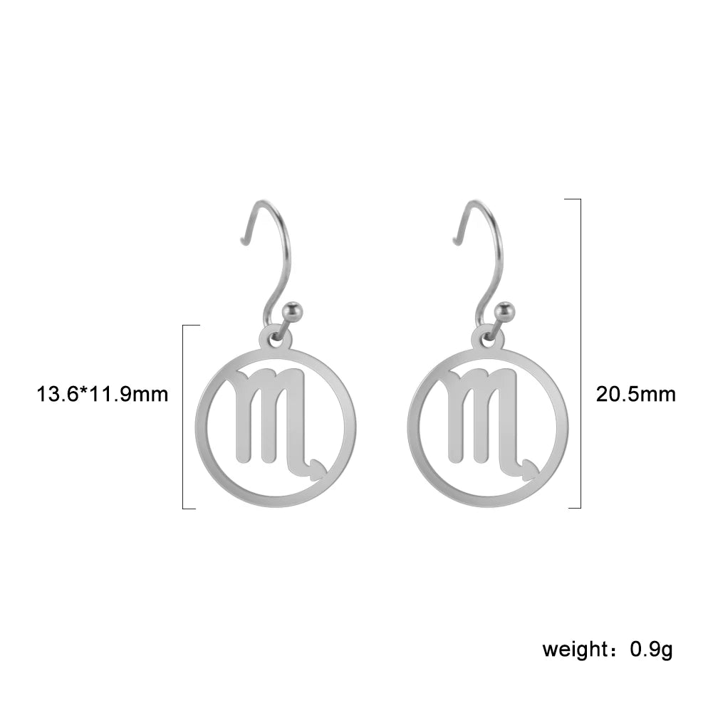 011 - Zodiac Sign Drop Pendant Earrings