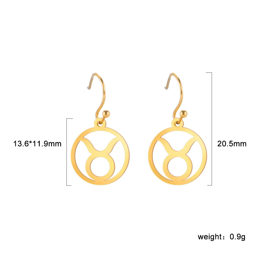 011 - Zodiac Sign Drop Pendant Earrings