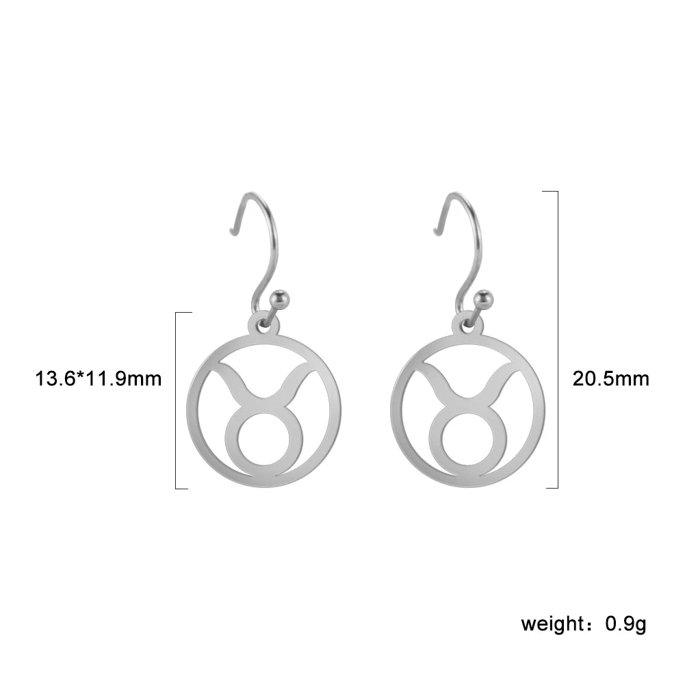 011 - Zodiac Sign Drop Pendant Earrings