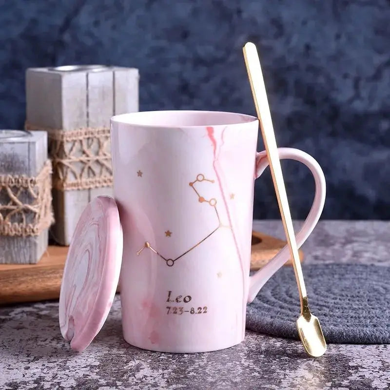 014 - Marble Constellation Coffee & Tea w/ Spoon and Lid Gift Set