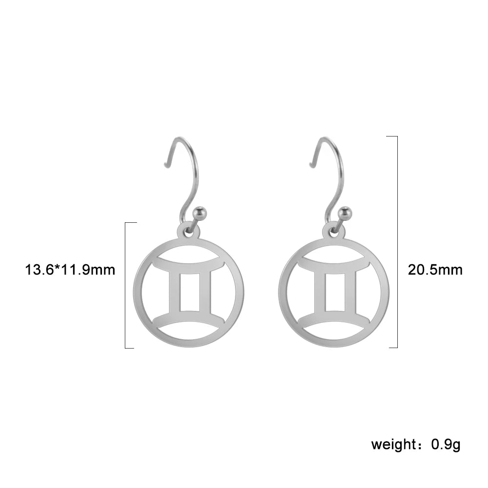 011 - Zodiac Sign Drop Pendant Earrings