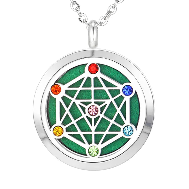 012 - Chakra Aromatherapy Pendant Necklace for Essential Oils