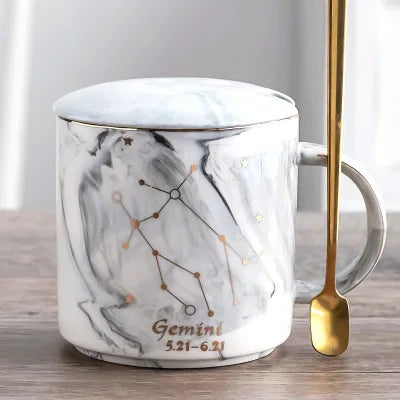 014 - Constellation Marble Cup w/ Lid and Spoon