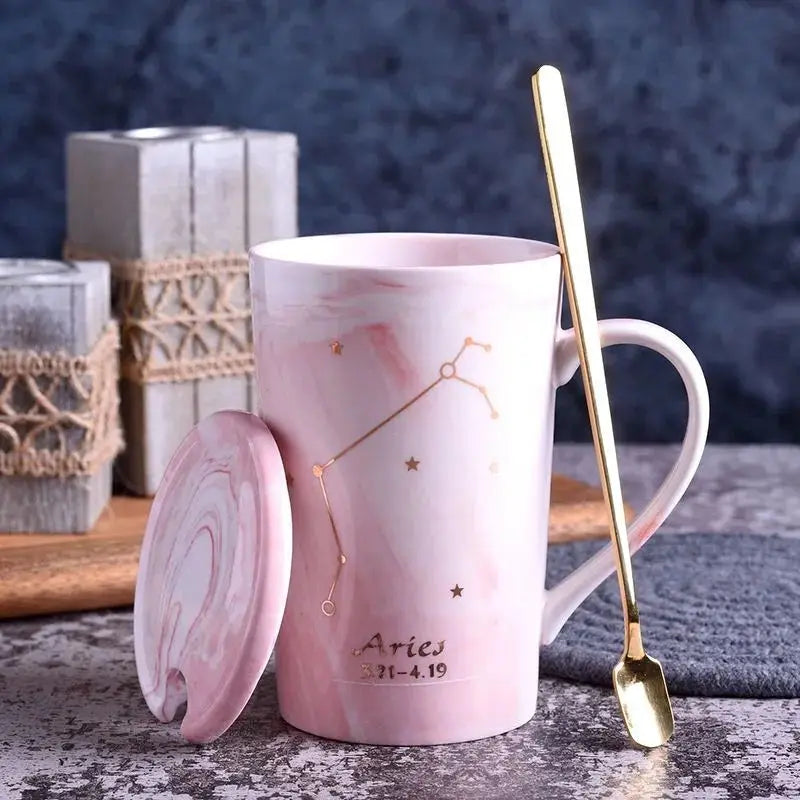 014 - Marble Constellation Coffee & Tea w/ Spoon and Lid Gift Set