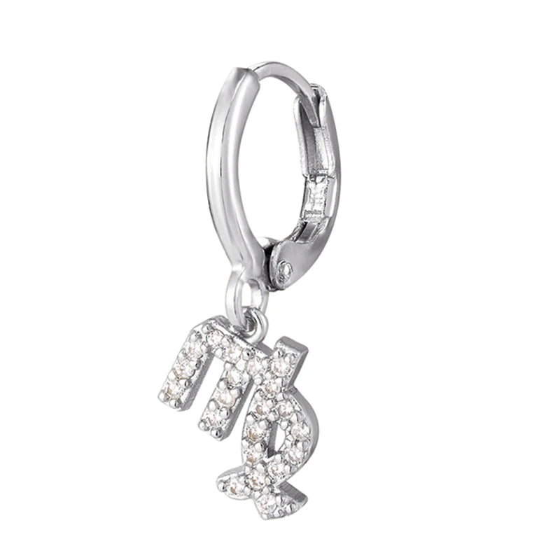 011 - Zodiac Studded 1pc Drop Fashion Earring