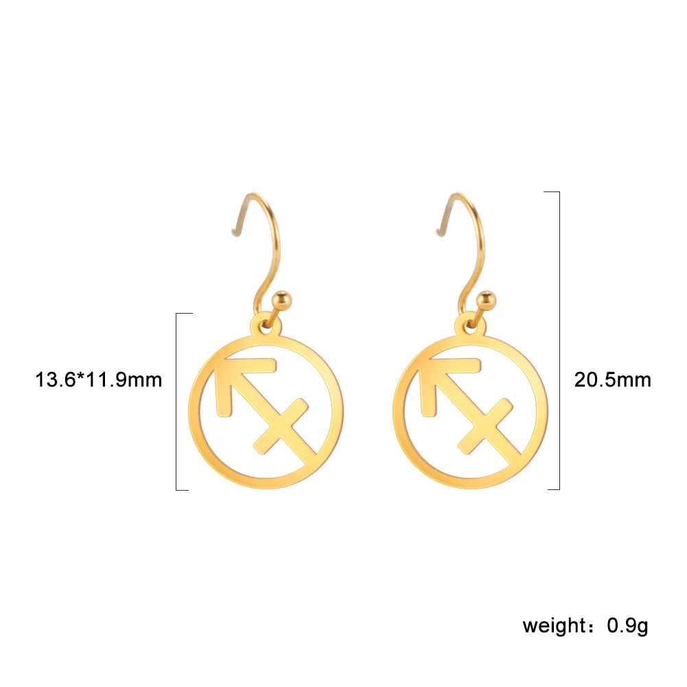011 - Zodiac Sign Drop Pendant Earrings