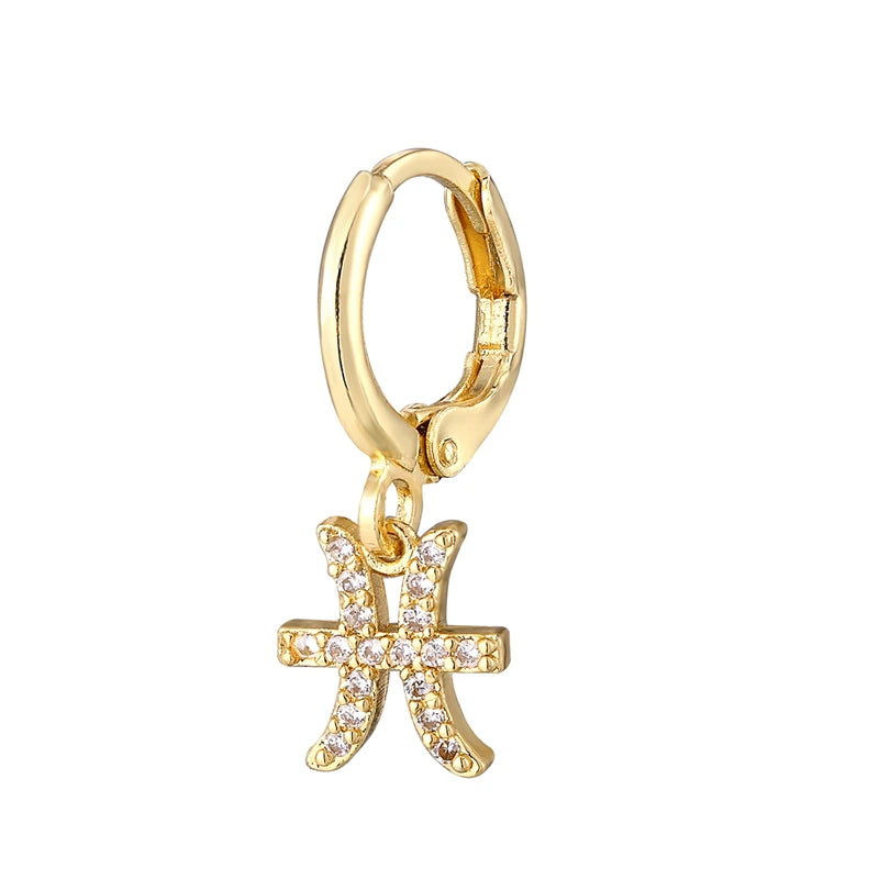 011 - Zodiac Studded 1pc Drop Fashion Earring