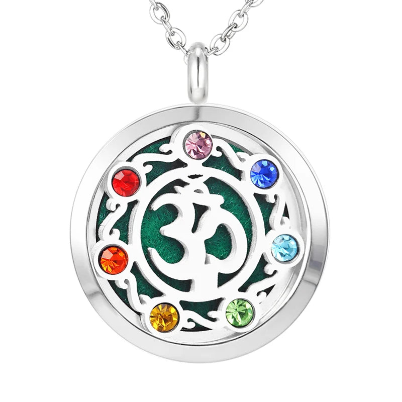 012 - Chakra Aromatherapy Pendant Necklace for Essential Oils
