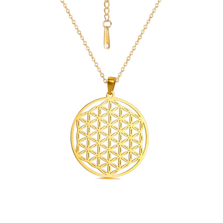 011 - Flower of Life Sacred Geometry Stainless Steel Pendant Necklace