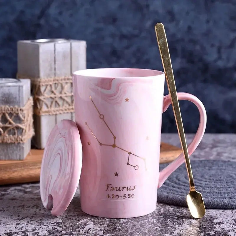 014 - Marble Constellation Coffee & Tea w/ Spoon and Lid Gift Set
