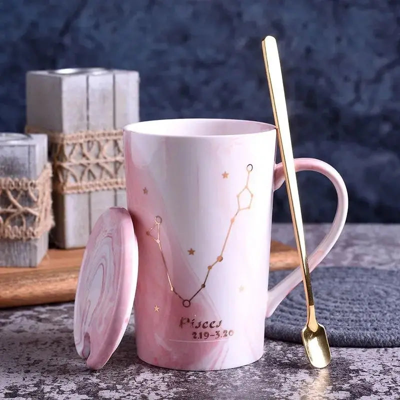 014 - Marble Constellation Coffee & Tea w/ Spoon and Lid Gift Set