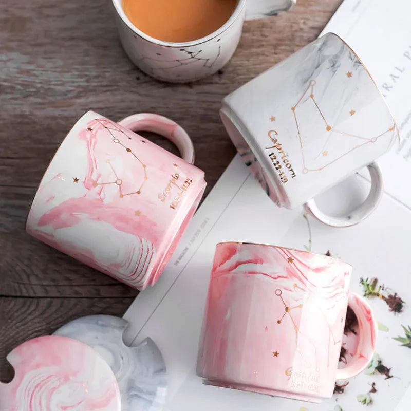 014 - Constellation Marble Cup w/ Lid and Spoon