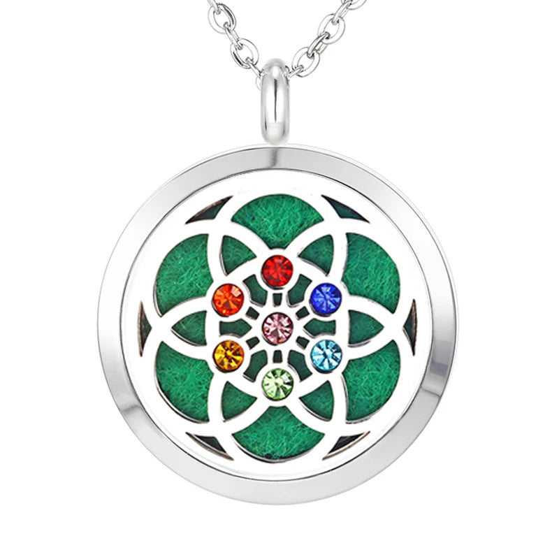 012 - Chakra Aromatherapy Pendant Necklace for Essential Oils