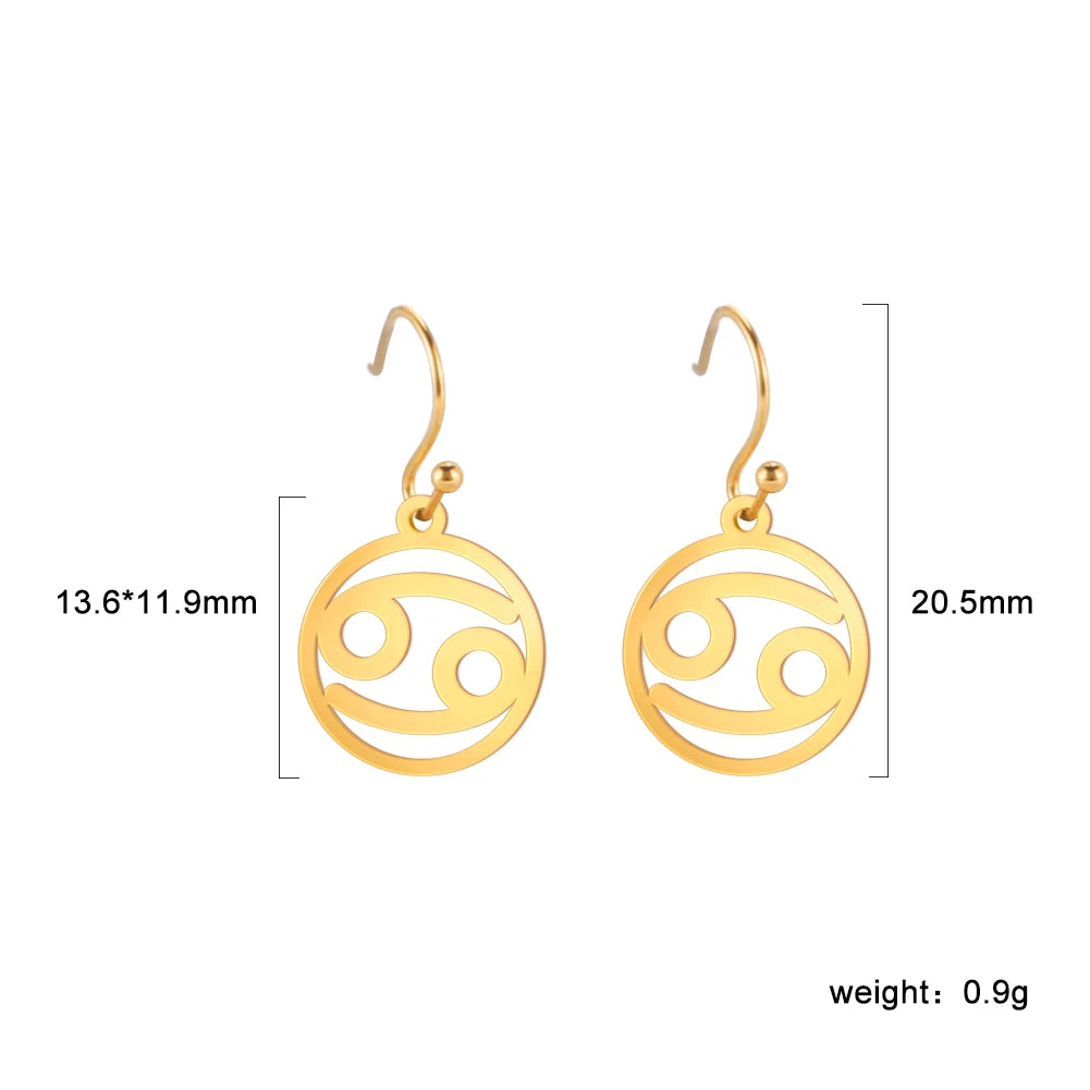 011 - Zodiac Sign Drop Pendant Earrings