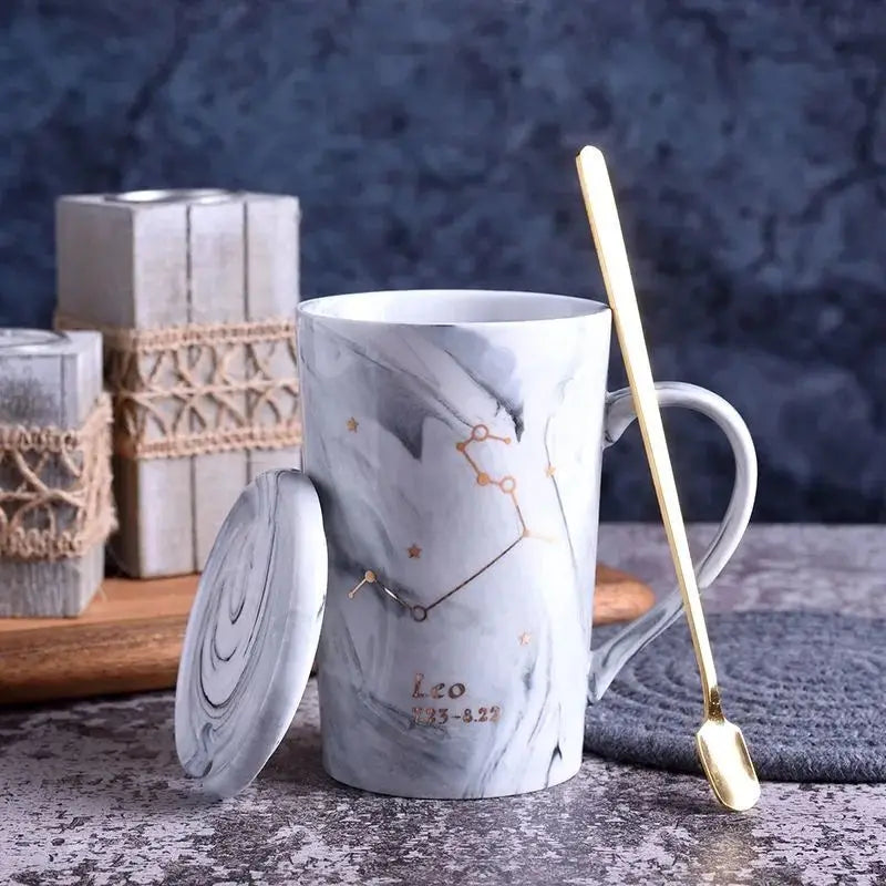 014 - Marble Constellation Coffee & Tea w/ Spoon and Lid Gift Set