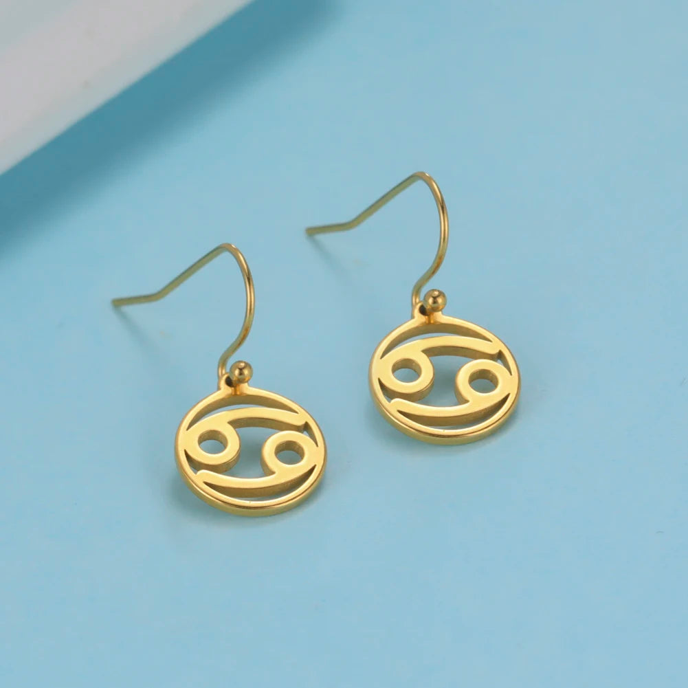011 - Zodiac Sign Drop Pendant Earrings