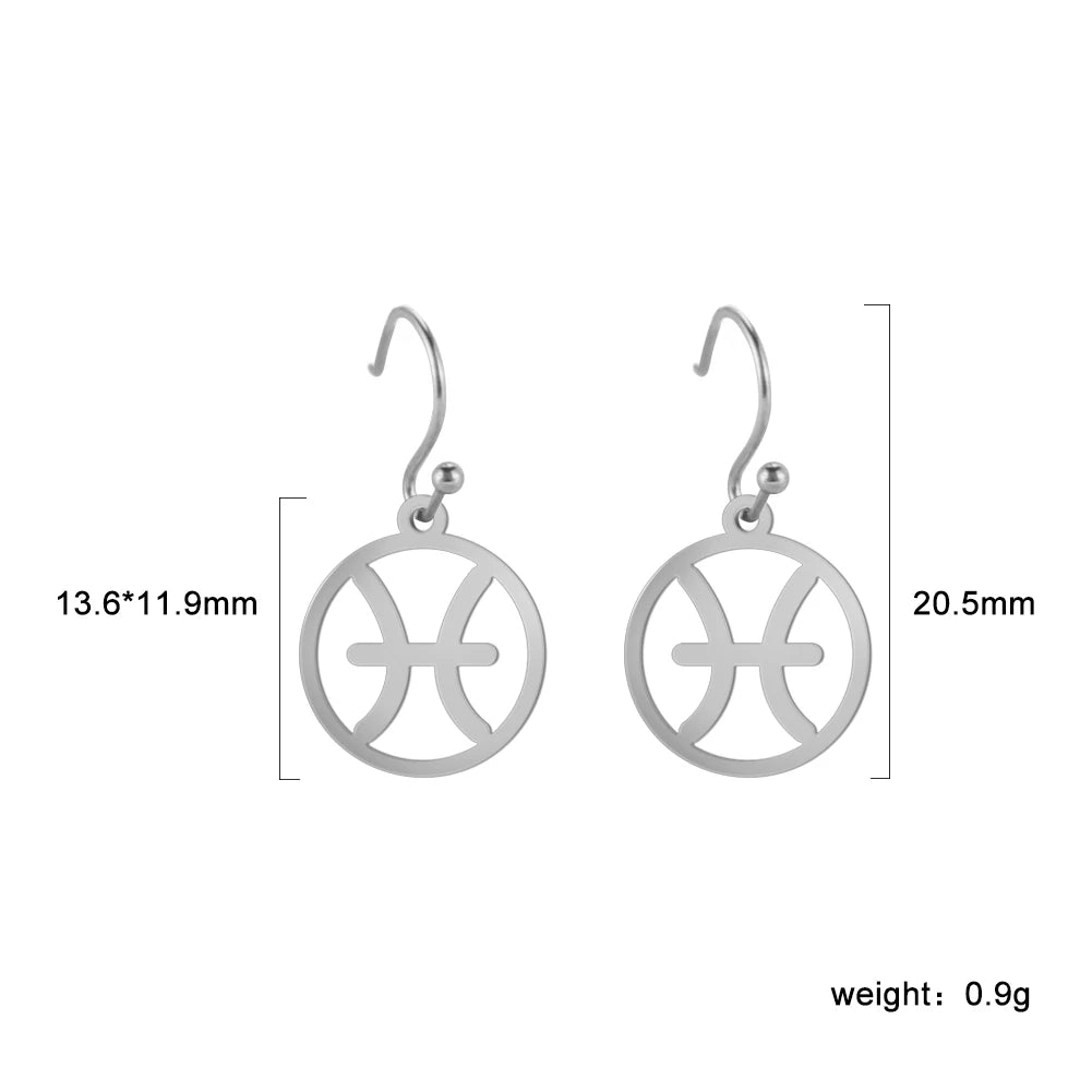 011 - Zodiac Sign Drop Pendant Earrings