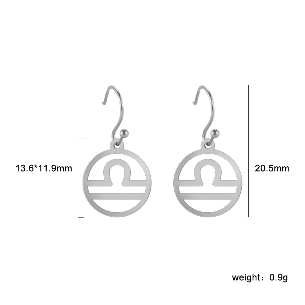 011 - Zodiac Sign Drop Pendant Earrings