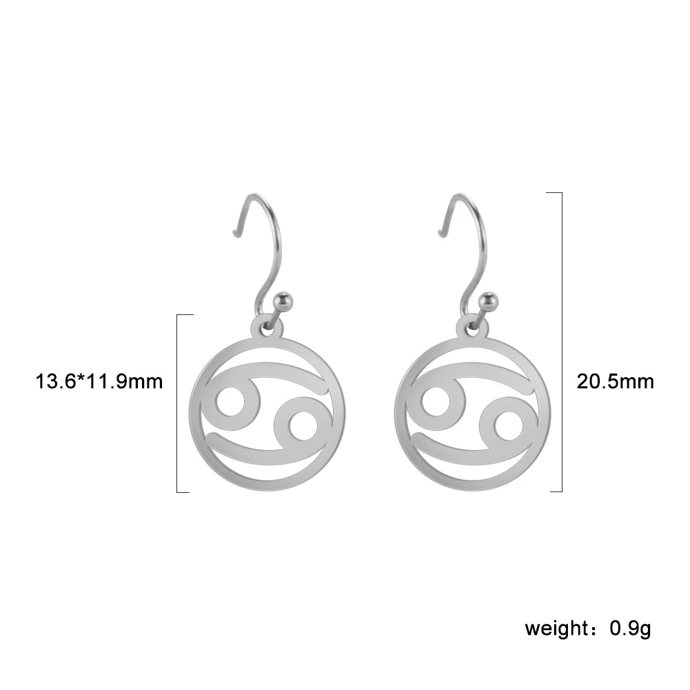 011 - Zodiac Sign Drop Pendant Earrings