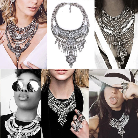 011 - Boho Vintage Maxi Multi-Layered Statement Necklace