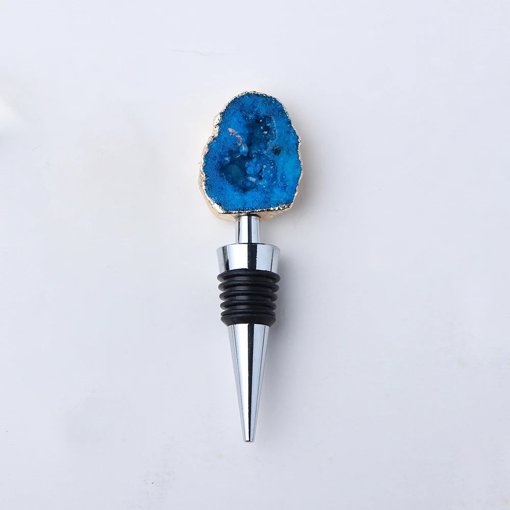 014 - Natural Druzy Crystal Wine Bottle Stopper