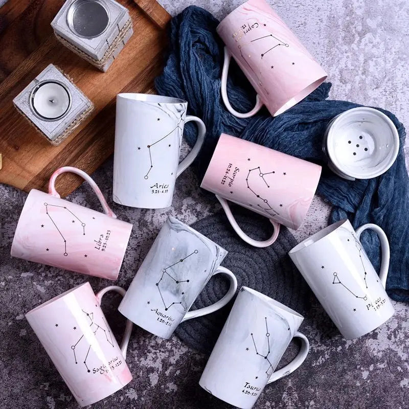 014 - Marble Constellation Coffee & Tea w/ Spoon and Lid Gift Set