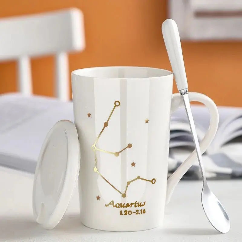 014 - Sleek Constellation Mug w/ Spoon and Lid Gift Set