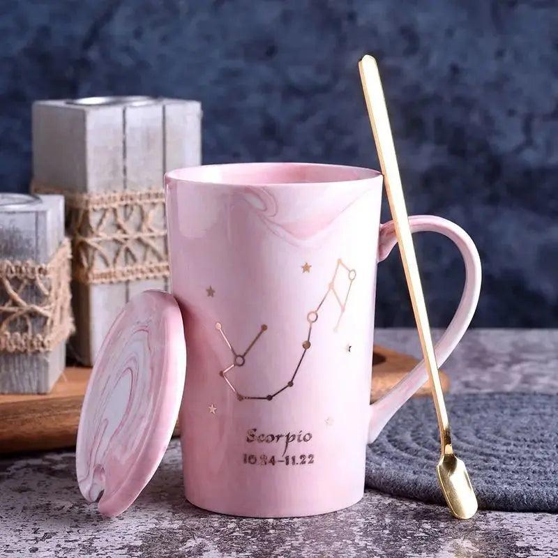 014 - Marble Constellation Coffee & Tea w/ Spoon and Lid Gift Set
