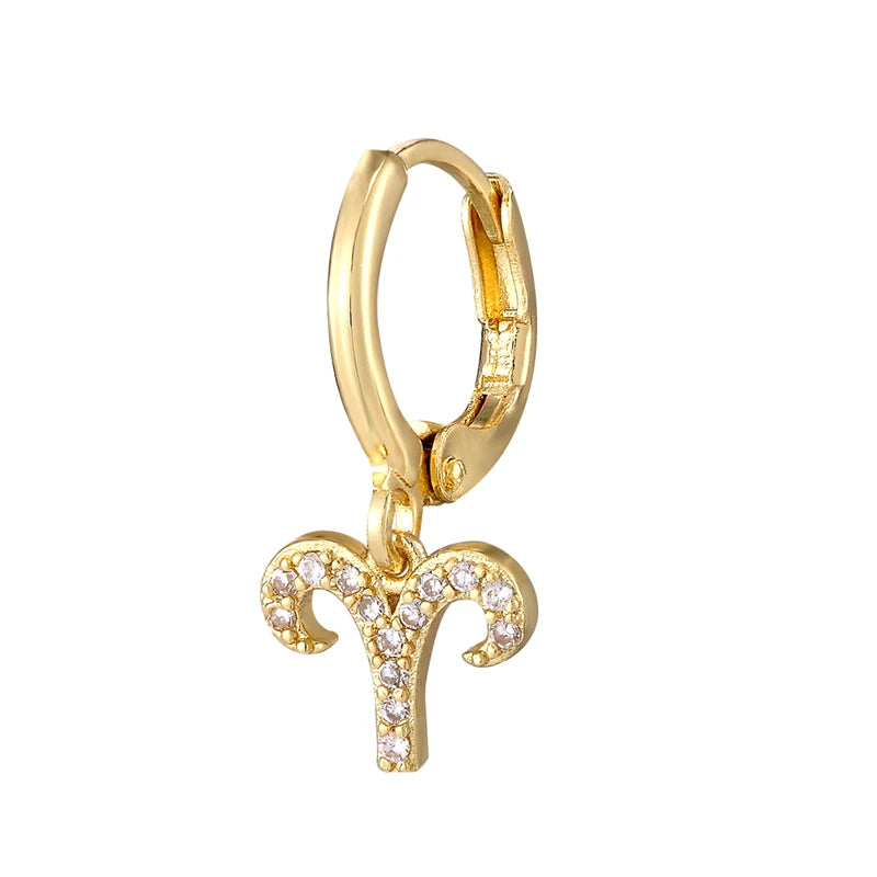011 - Zodiac Studded 1pc Drop Fashion Earring