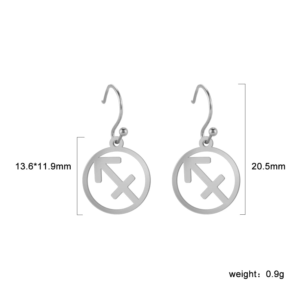 011 - Zodiac Sign Drop Pendant Earrings
