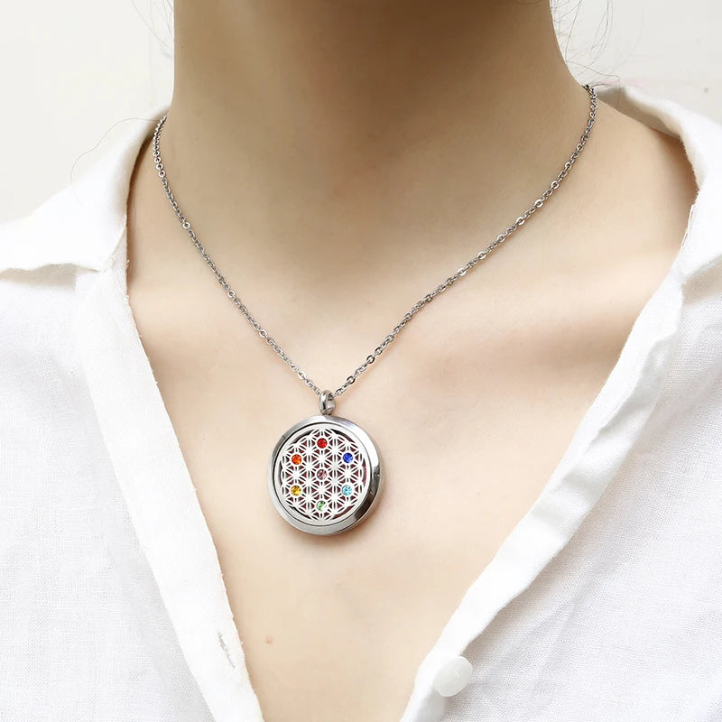 012 - Chakra Aromatherapy Pendant Necklace for Essential Oils