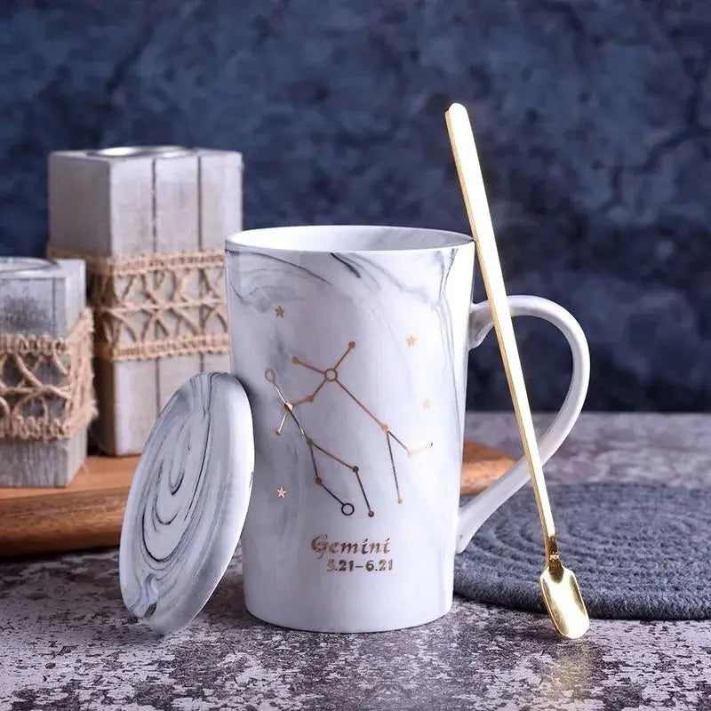 014 - Marble Constellation Coffee & Tea w/ Spoon and Lid Gift Set