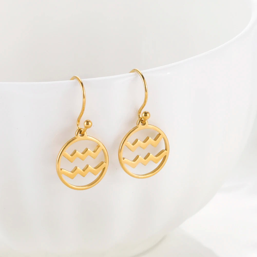 011 - Zodiac Sign Drop Pendant Earrings